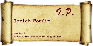 Imrich Porfir névjegykártya